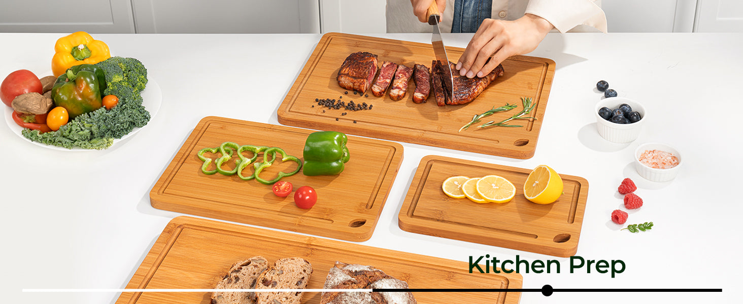 3 Piece Natural Bamboo Cutting Board