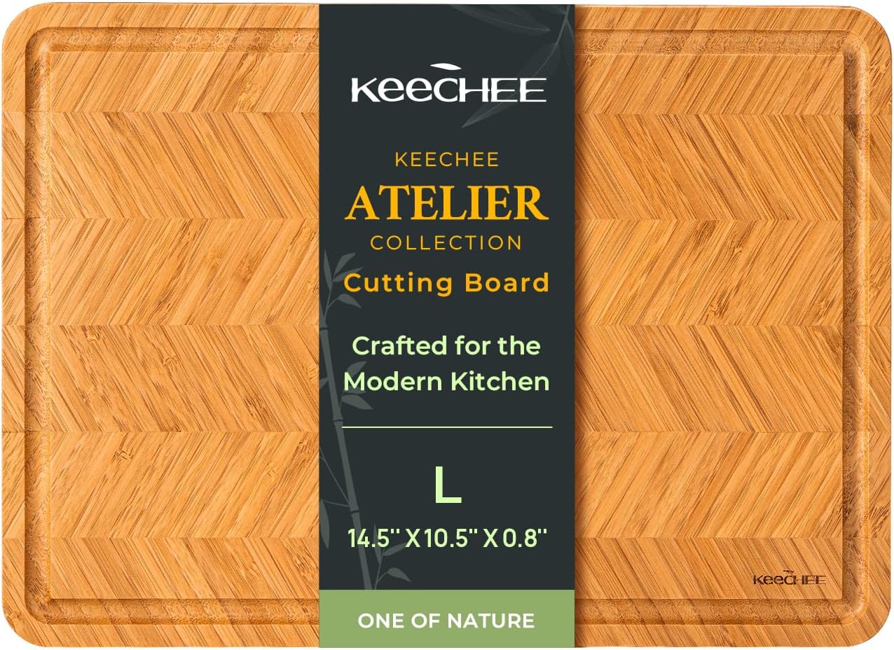 Large Atelier herringbone bamboo cutting board