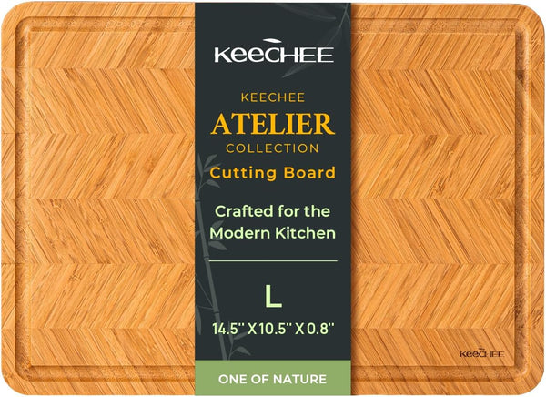 Large Atelier herringbone bamboo cutting board