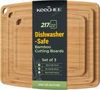 KEECHEE dishwasher-safe bamboo cutting board set of 3 with juice grooves