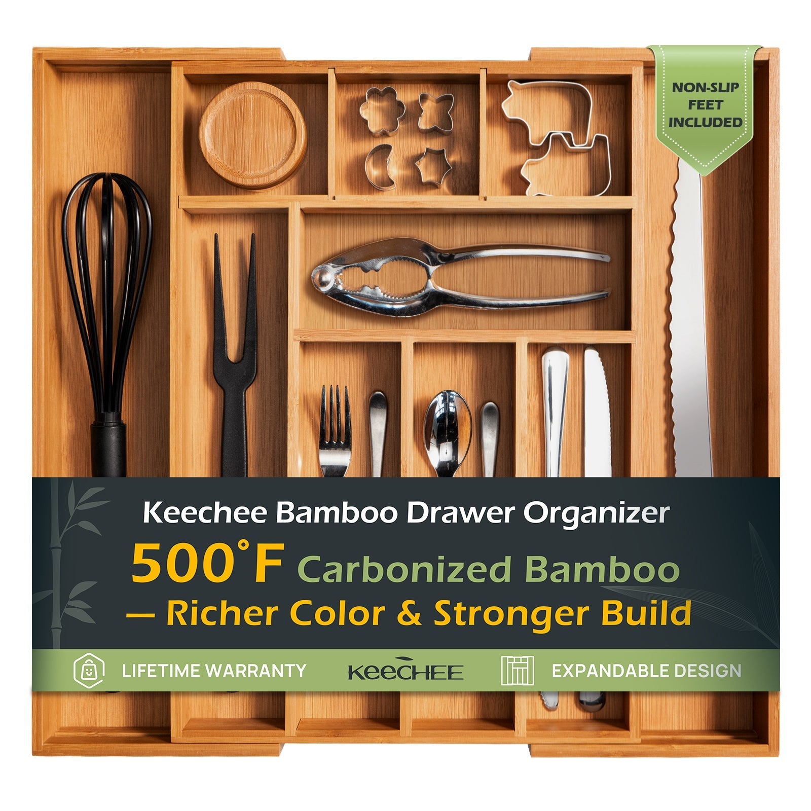 10 Slot Expandable Silverware Organizer Main image