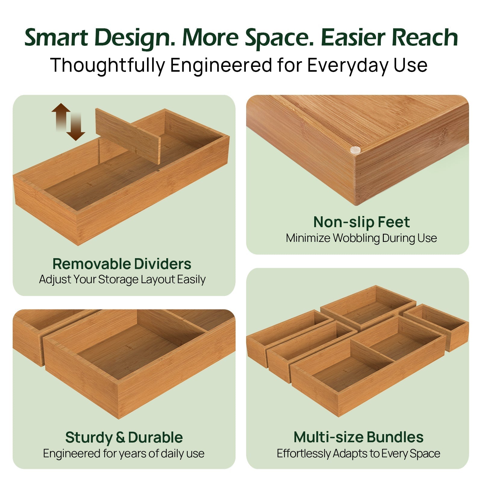 5 pc Bamboo Drawer Organizer Set – Keechee Home