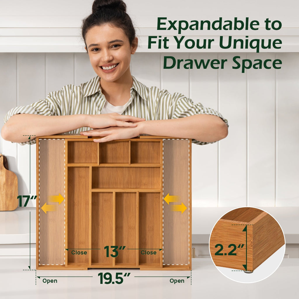 10 Slot Expandable Silverware Organizer