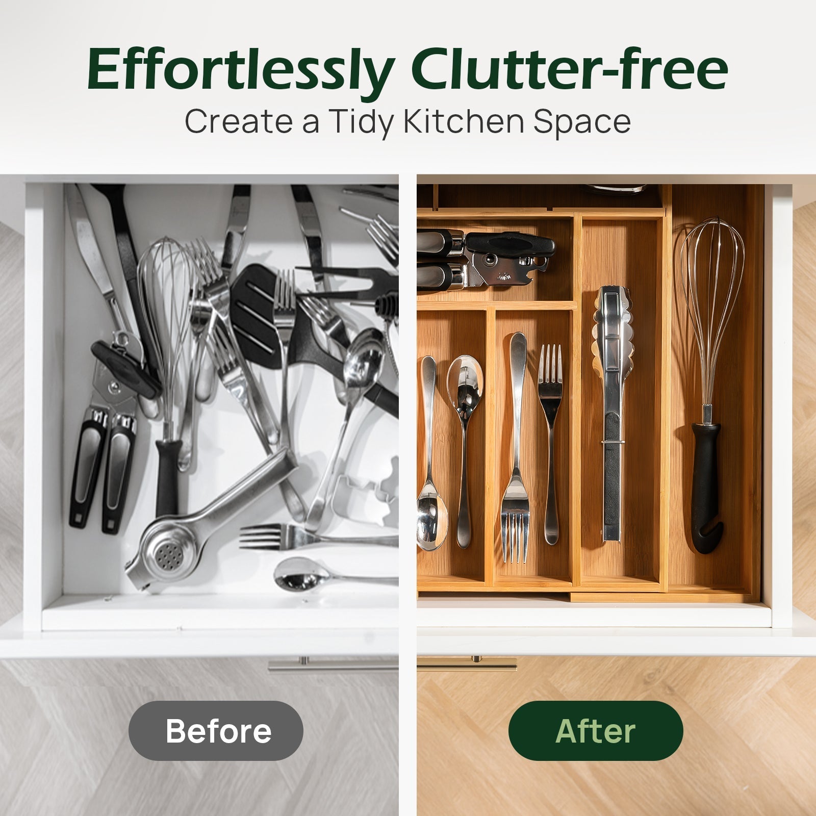 10 Slot Expandable Silverware Organizer