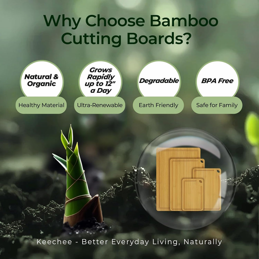 Natural bamboo material used to make KEECHEE cutting boards
