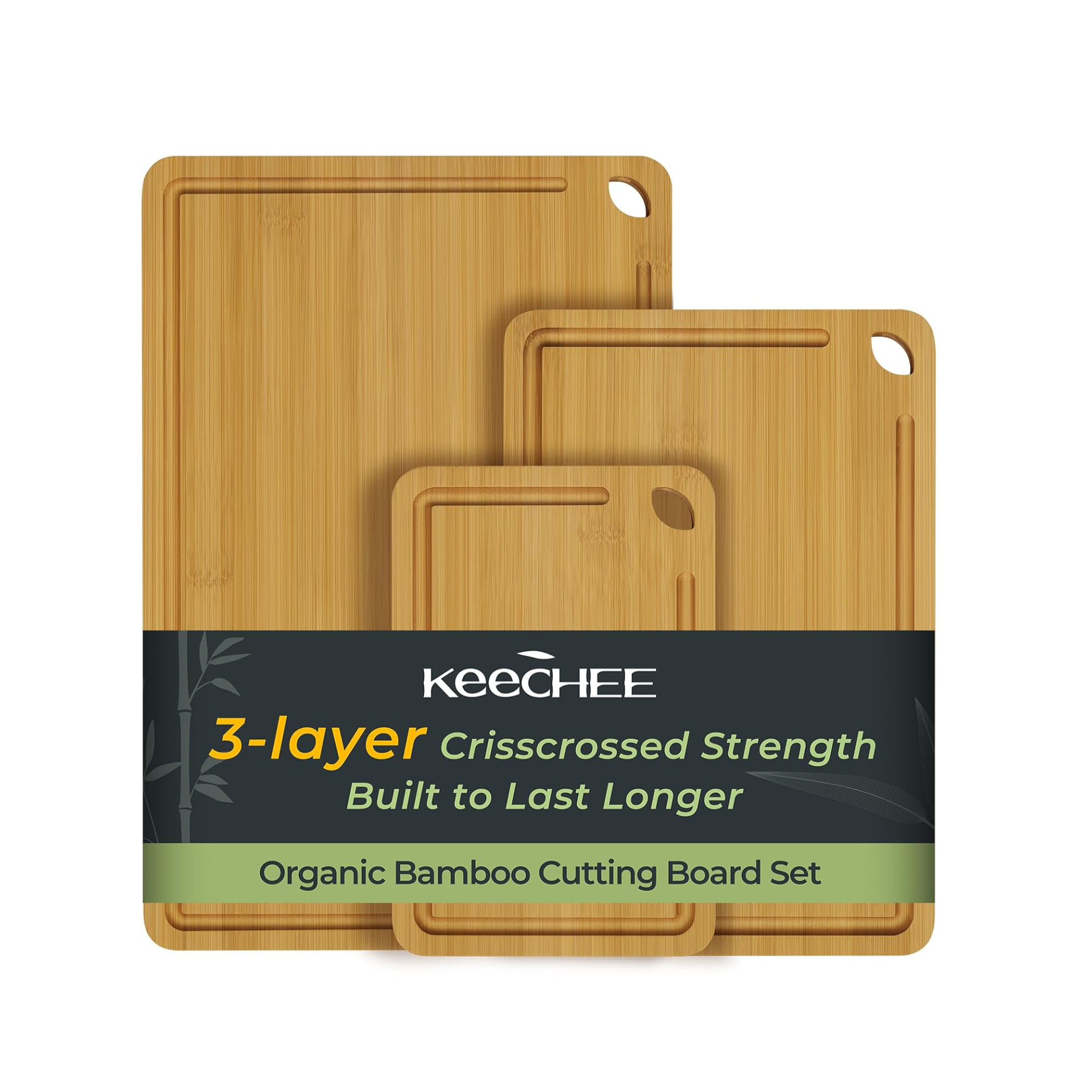 3 Piece Natural Bamboo Cutting Board Secondary image
