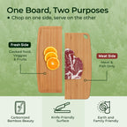 Reversible bamboo cutting board with juice groove for cutting and serving
