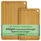 Three-layer cross-laminated construction of KEECHEE natural bamboo cutting boards